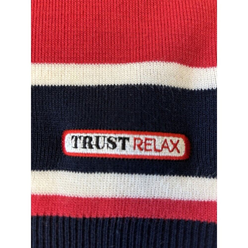 Trust Relax Knit V-Neck Striped Vest Sz M Red/White/Blue Nautical Preppy VTG - Picture 5 of 7